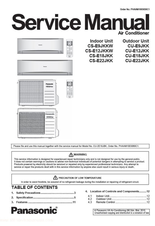 CS-E9JKKW, CS-E12JKKW, CS-E18JKK, CS-E22JKK
